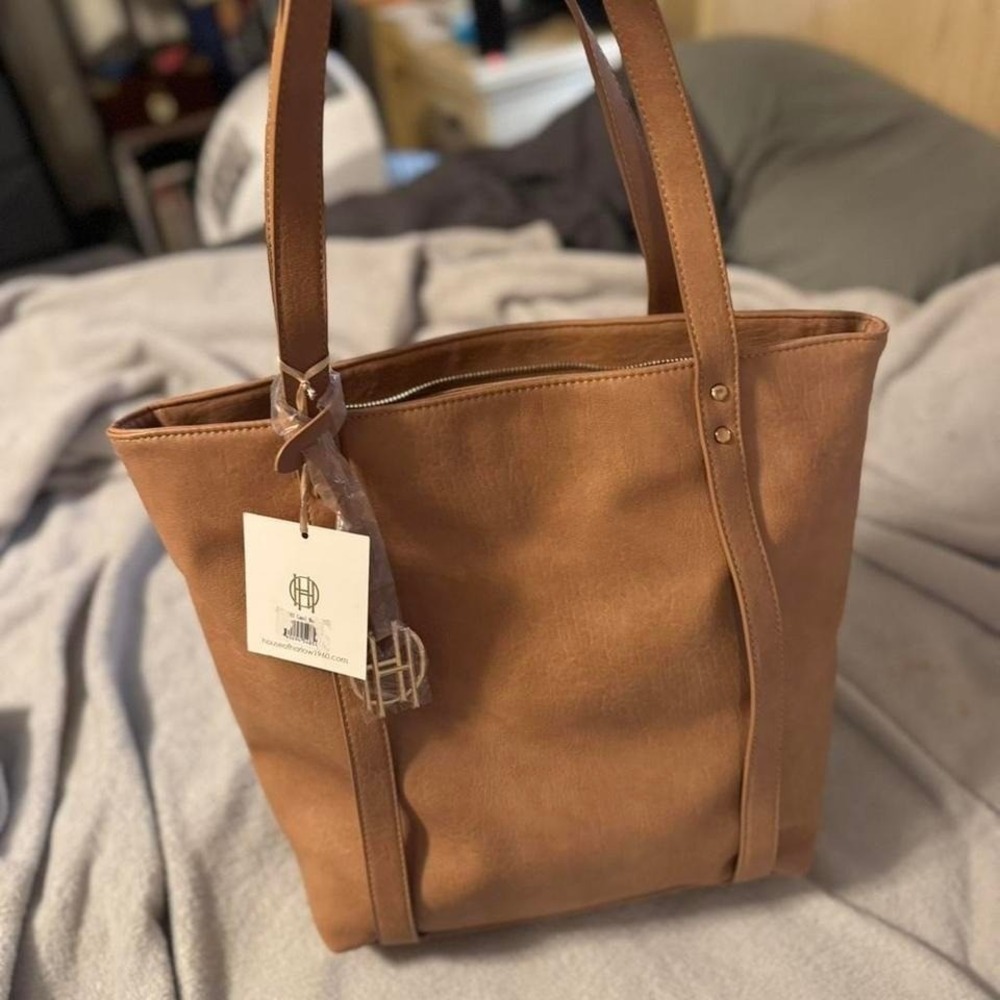 House of Harlow 1960 Nicole Richie Tan Brown Faux Leather Tote Shoulder Bag NEW
